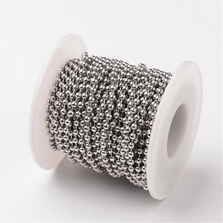 Цепочка отрезная (без замка), 3мм, с шариками, базовый материал - нержавеющая сталь, без покрытия, 1 метр