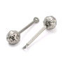 <p>Основа - штанга для лэмпворка с текстурированным шариком и петелькой. Шарик скручивается. На штифт можно надевать различные бусины, меняя их так часто, как захотите. Расстояние между петелькой и шариком 10-12 мм. Диаметр шарика - 5 мм. Диаметр штифта - 1.1 мм. Диаметр петельки - 2.3 мм. Общая длина - 19 мм. Размеры могут немного отличаться от заявленных. Базовый материал - нержавеющая сталь марок 304 (штифт) и 316 (бусина). Сталь этих марок используется в пищевой и медицинской промышленности: не темнеет, не облезает, гиполаллергенная. Оттенок может отличаться от фотографии и в разных поставках. Эти подвески-основы отлично подходят для создания серег, кулонов, брелоков. Цена за 2 шт.
</p>