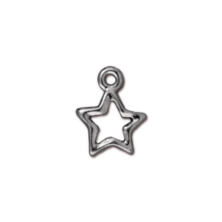 Подвеска, 12.5х10.5мм, TierraCast, Звездочка, базовый материал - оловянный сплав, родий, 2 шт.