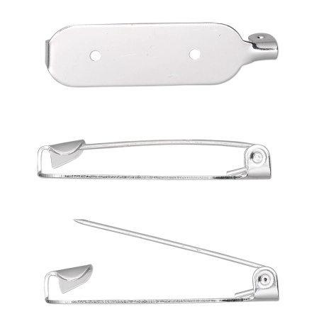 Основа для броши, 31х8мм, базовый материал - сталь, посеребренная, 1 шт.