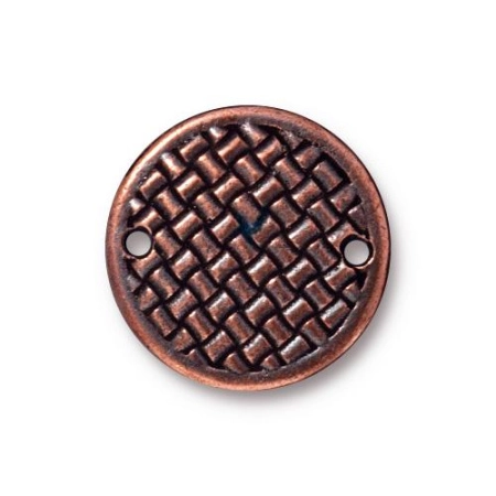Коннектор, 19мм, TierraCast, тканый диск, базовый материал - оловянный сплав, медный с чернением, 2 шт.