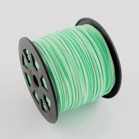 Шнур из искусственной замши, около 3х1.5мм, плоский, мятный, 5 метров