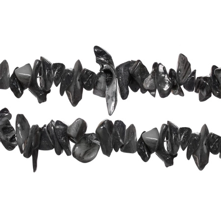 Бусина перламутр, 5х1-30х20мм, неправильной формы, серая, 80 шт., низка