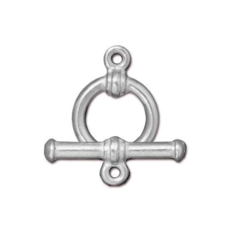 Застежка, 16х12мм, TierraCast, тогл, лаконичный, базовый материал - оловянный сплав, посеребренный, 1 шт.