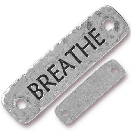 Коннектор, 40.5х11.5мм, TierraCast, Breathe, базовый материал - оловянный сплав, посеребренный с чернением, 1 шт.