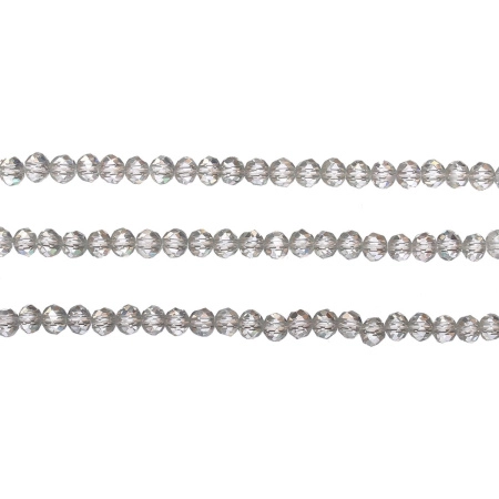 Бусины стеклянные, 4х3.5мм, граненые, рондели, бледно-голубые, 150 шт., низка