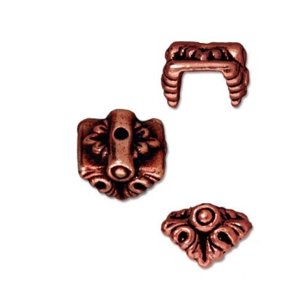 Шапочка для бусин (обниматель), 9х7мм, TierraCast, Луна, базовый материал - оловянный сплав, медная с чернением, 2 шт.