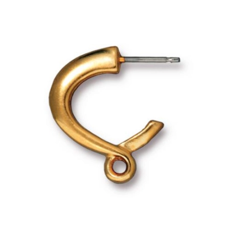 Пусеты, 19х16мм, TierraCast, Гладкая петля с петелькой, базовый материал - титан/пьютер, позолоченные, пара Пусеты, 19х16мм, TierraCast, Гладкая петля с петелькой, базовый материал - титан/пьютер, позолоченные, пара