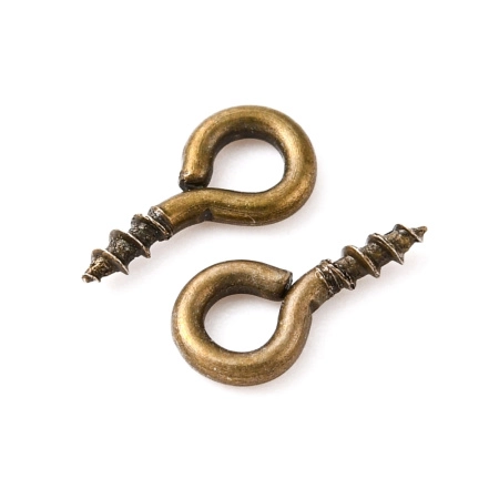 <p>Штифт вкручивающийся,покрытие бронзового цвета. Общая длина 8.5 мм, диаметр петельки 4 мм, внутренний диаметр петельки 2 мм, толщина вкручиваемой части 1 мм. Оттенок может отличаться от фотографии и в разных поставках. Цена за 5 грамм (около 65 штук, фасуются без проверки на дефекты).</p>