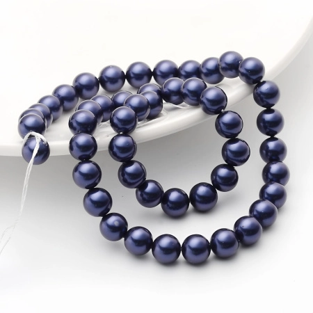 Бусина из ракушки, 8мм, жемчуг Майорика, фиолетовый, 47 шт., низка