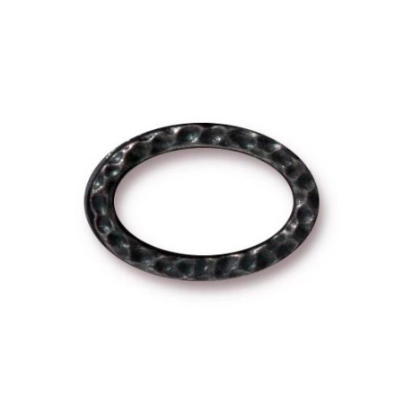 Коннектор, 18х13мм, TierraCast, узорный овал, базовый материал - оловянный сплав, вороненая сталь, 2 шт.