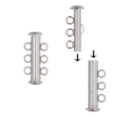 Застежка, 21х11мм, трубочка-слайдер на три нити, базовый материал - нержавеющая сталь, без покрытия, 1 шт. Застежка, 21х11мм, трубочка-слайдер на три нити, базовый материал - нержавеющая сталь, без покрытия, 1 шт.