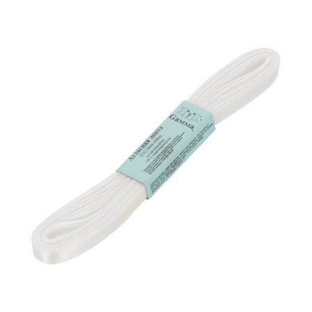 Лента атласная, Gaммa, 6мм, белая №001, моток, 5 метров