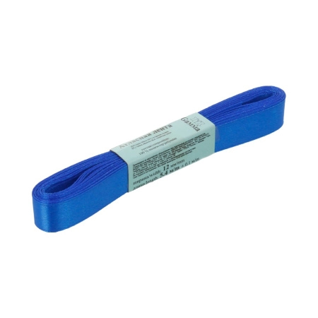 Лента атласная, Gaммa, 12мм, синяя №040, моток, 5 метров