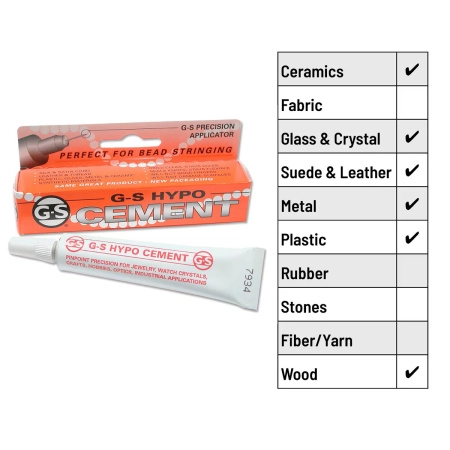 <p>
Клей G-S Hypo Cement (Гипо цемент) с тонким носиком создан специально для точных работ с мелкими деталями, идеально подходит для создания украшений. Удобный игольчатый носик позволяет дозировать клей очень точно. Произведен в США. Цена за 1 тюбик 9 мл (1/3 fl. oz.).
</p>