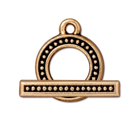 Застежка, 19х16мм, TierraCast, тогл, с пупырышками, базовый материал - оловянный сплав, позолоченный с чернением, 1 шт.