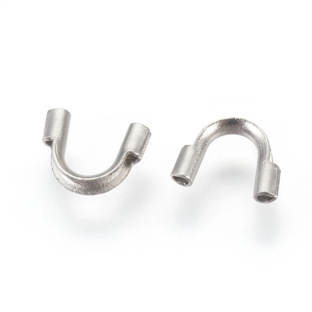 Концевики, 7х5мм (внутренний размер 0.7-0.8мм), защитные скобы, базовый материал - нержавеющая сталь, без покрытия, пара