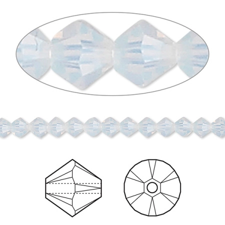 Бусина Swarovski, 4мм, Биконус (#5328), белый опал (цвет 234), 10 шт. Бусина Swarovski, 4мм, Биконус (#5328), белый опал (цвет 234), 10 шт.