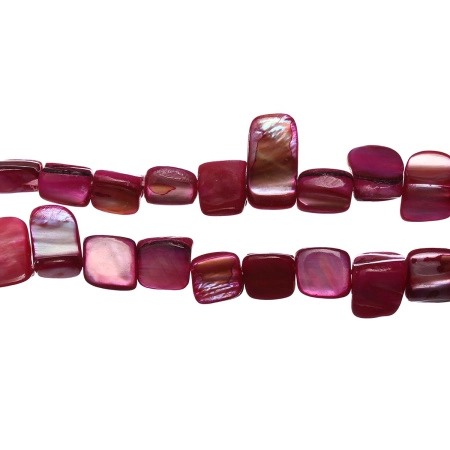 Бусина перламутр, 8х7-10х8мм, трубочка, темно-розовая, 45 шт., низка Бусина перламутр, 8х7-10х8мм, трубочка, темно-розовая, 45 шт., низка