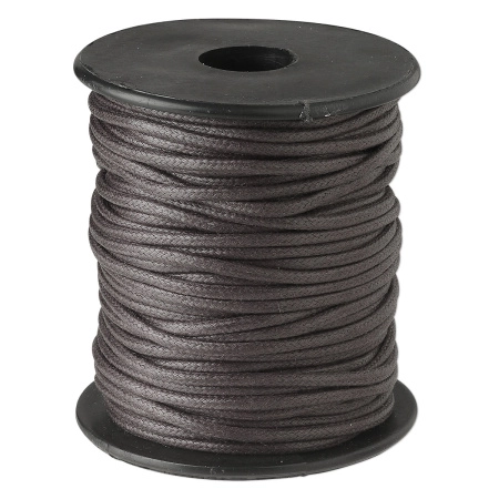 Шнур хлопковый вощеный, около 2мм, темно-коричневый, 5 метров