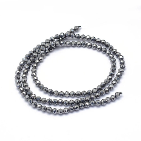 Бусины каменные, терагерц, граненый, 2.4-2.6мм, 150-160 шт., низка