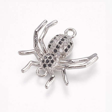Коннектор, 18.5х18х3.5мм, Milano, насекомое, Паук, с черными и кристально-прозрачными фианитами, базовый материал - латунь, под родий, 1 шт. Коннектор, 18.5х18х3.5мм, Milano, насекомое, Паук, с черными и кристально-прозрачными фианитами, базовый материал - латунь, под родий, 1 шт.