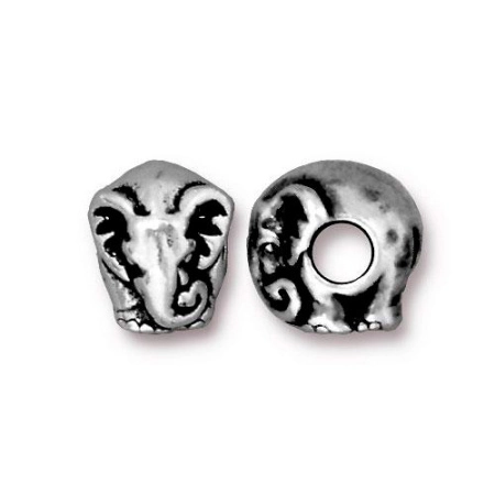 Бусина металлическая, 11х11мм, TierraCast, слон, базовый материал - оловянный сплав, посеребренный с чернением, 1 шт.