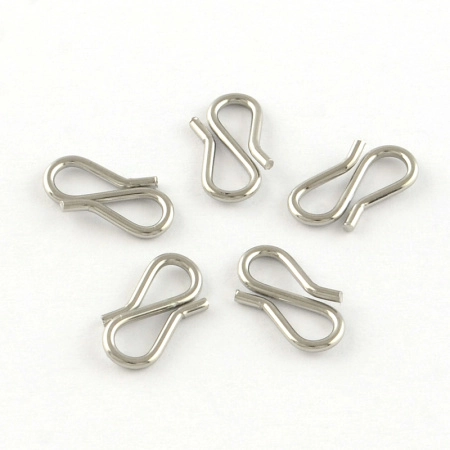 Застежка, 13х7мм, крючок, базовый материал - нержавеющая сталь, без покрытия, 1 шт.