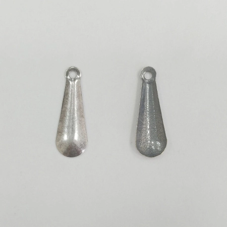 Подвеска, 14х5х1мм, капля выпуклая, базовый материал - латунь, посеребренная с чернением, 5 шт.
