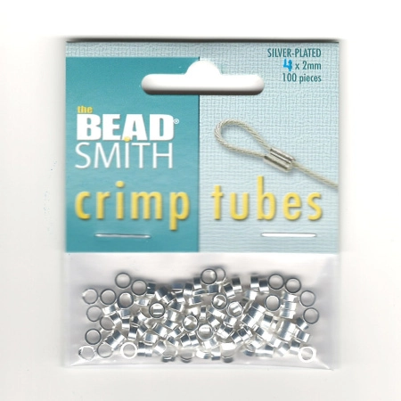 Кримпы, 4х2мм, Bead Smith, трубочки, базовый материал - латунь, посеребренные, 100 шт.