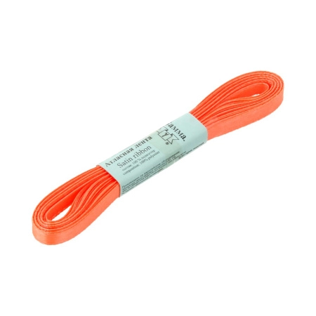 Лента атласная, Gaммa, 6мм, кораллово-оранжевая №125, моток, 5 метров
