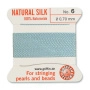 <p>Прочная нить из высококачественного натурального 100% шелка, произведена компанией Griffin (Германия). К нити прикреплена проволочная иголочка. Идеально подходит для использования с жемчугом и натуральными камнями. Цвет бирюзово-голубой (turquoise). Оттенок может немного отличаться от фотографии. Толщина около 0,7 мм. Цена за моток 2 метра.</p>