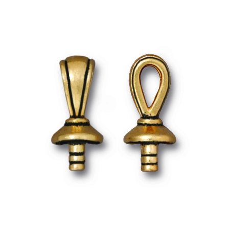 Держатель, 17х7мм, TierraCast, Нуво, со штифтом, базовый материал - оловянный сплав, позолоченный с чернением, 1 шт.