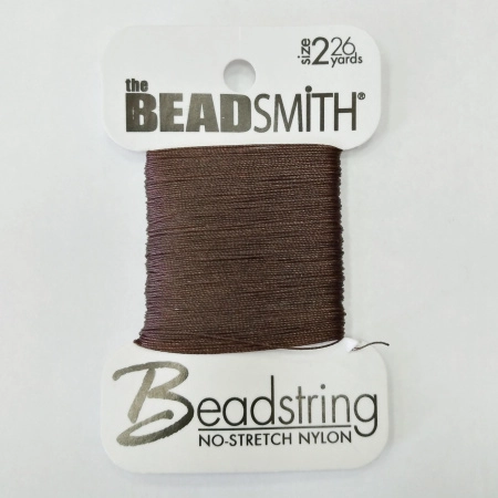 Нить нейлоновая Beadstring, толщина 2, темно-коричневая, моток, 23.7 метра