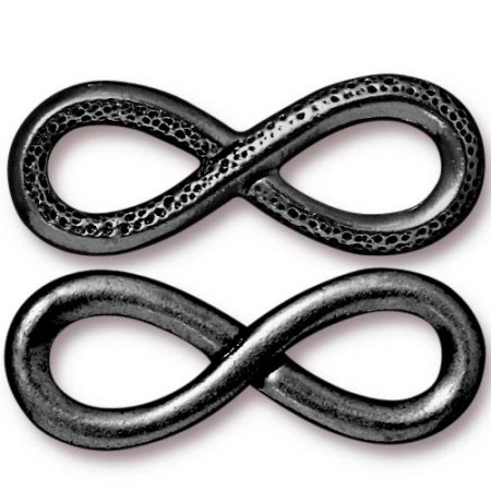 Коннектор, 32х12мм, TierraCast, Бесконечность, базовый материал - оловянный сплав, вороненая сталь, 1 шт.