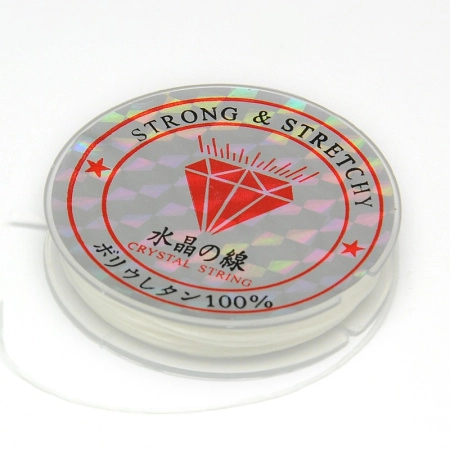 Нить - резинка для браслетов, 0.8х0.6мм, плоская, прозрачно-белая, катушка, 10 метров