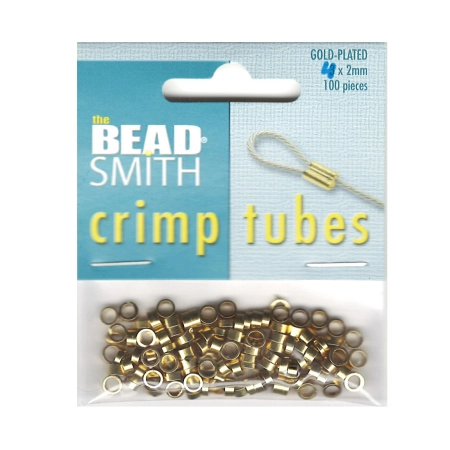 Кримпы, 4х2мм, Bead Smith, трубочки, базовый материал - латунь, позолоченные, 100 шт.