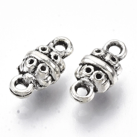 Коннектор, 13х7х6мм, бочонок с орнаментом, базовый материал - оловянный сплав, стиль тибетское серебро, 10 грамм, УЦЕНКА