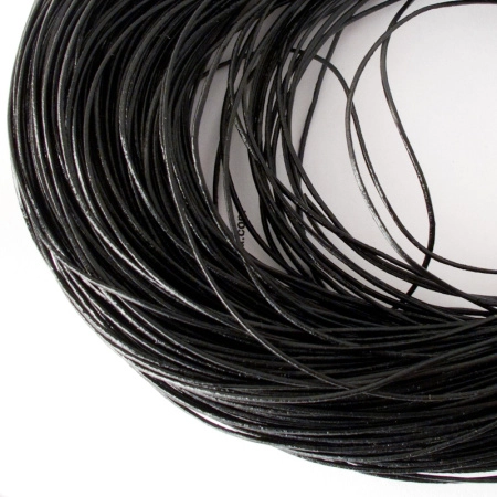 Шнур кожаный, около 1мм, черный, 2 метра