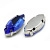 Стразы стеклянные в оправе, 12х6мм, пришивной, форма челнок, синий, оправа стального цвета, 5 грамм