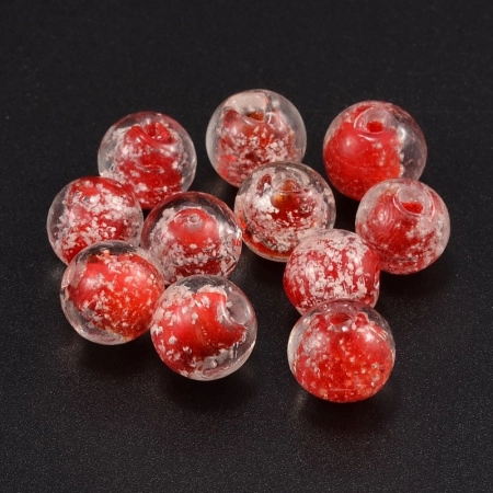 Бусина лэмпворк, 7-8мм, прозрачная с красной сердцевиной и белыми крапинками, светящаяся в темноте, 10 шт. Бусина лэмпворк, 7-8мм, прозрачная с красной сердцевиной и белыми крапинками, светящаяся в темноте, 10 шт.