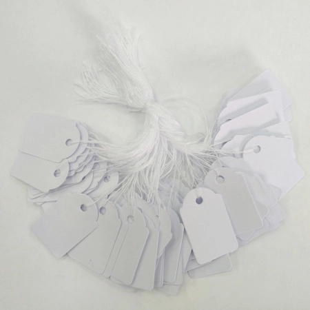 Ценники ювелирные, 29х18мм, картон с нитью, белые, 100 шт.