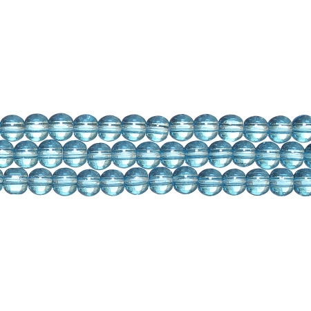 Бусины стеклянные, 6-7мм, бирюзово-голубые, 48 шт., низка