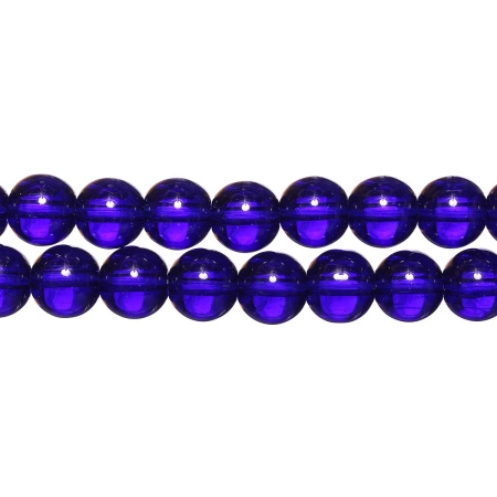 Бусины стеклянные, 10мм, темно-синие, 32 шт., низка