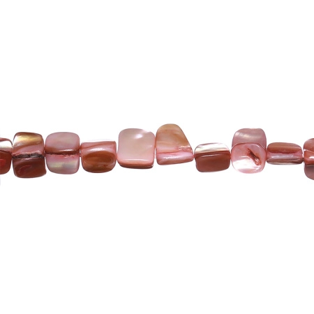 Бусина перламутр, 8х7-10х8мм, трубочка, бежево-розовая, 45 шт., низка