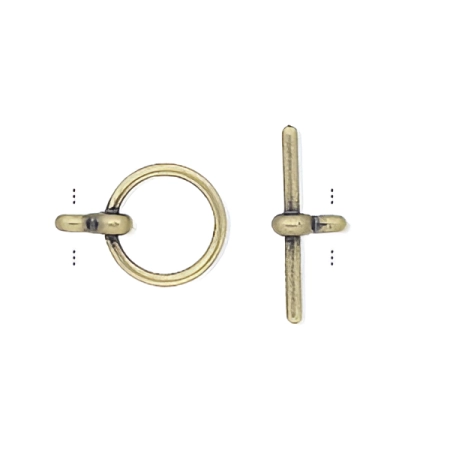 Застежка, 15.5х12мм, тогл, гладкий, базовый материал - цинковый сплав, античный позолоченный (цвет - бронза), 1 шт.