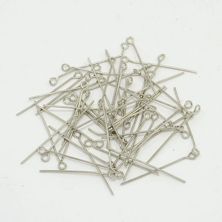 Пины с ушком, 30х0.723мм, базовый материал - железо, стального цвета, 10 грамм