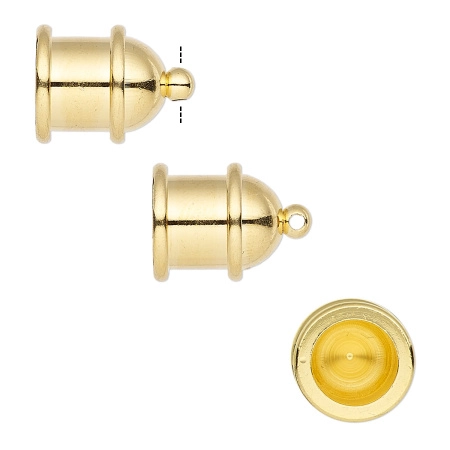 Концевики, 16х12мм (внутренний размер 8мм), TierraCast, Пагода, клеевые, для шнура, базовый материал - оловянный сплав, позолоченные, пара