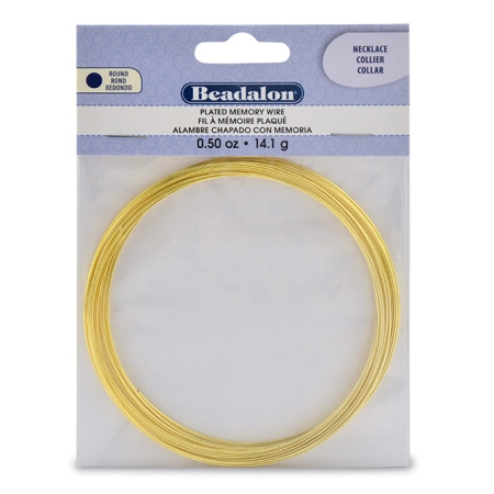 Проволока с памятью, 92х0.655мм, Beadalon, для колье, золотистая, 14 грамм (ок.17 витков)