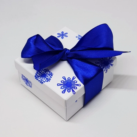 Подарочная коробочка, 6.2х6.2х3.1см, новогодняя, синяя, 2 шт.